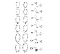 Dochais 13/10 Paar Chirurgenstahl Ohrringe Medizinische Ohrstecker Silber | Hypoallergene Ohrringe Set Flatback Ohrstecker Creolen Herren Damen, CZ/Kugel/ Punkt, Knorpel Tragus Helix Piercing Ohr