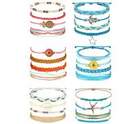 Dochais 20-25 Pièce Chaîne de Cheville, Bracelet Tressé Perlé, Ensemble Boho Réglable d'Amitié pour Femmes et Hommes Style Surfer