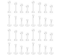 Dochais 32-82 Pièces Retainers Piercing Acrylique Transparent, Piercing Nez Septum Lèvre Langue Mamelon Nombril Oreille Cartilage, Anneaux Piercing Plastique Invisible pour Chirurgie IRM