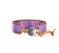 Dochais Bracelet Bohème Chic en Pierre Naturelle, 7 Chakra pour Femme et Homme (Violet)