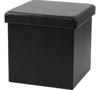 DOCHTMANN Tabouret pliant, simili-cuir, noir 38 × 38 × 38 cm