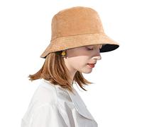 DOCILA Chapeau bob réversible en velours côtelé pour femme - Chapeau de pêcheur chaud en fausse fourrure coupe-vent d'hiver - marron - Taille M