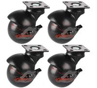 DOCIM 4 Pcs 2" Antique Ball Caster, Vintage Furniture Caster Wheels, pivotant sphérique Caster, pour Meubles, canapé, Table Basse, Cabinet, Panier de Cuisine, Noir,Flat Bottom,Brake