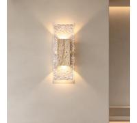 DOCJX Applique Murale Minimaliste Pierre De Travertine Naturelle Lampe Murale Créative Rectangulaire Luminaire Mural Acrylique Texturé De Gamme Douille G9 Pour Salon Chambre Salle À Manger