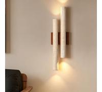 DOCJX Applique Murale Pierre Wabi Sabi Moderne Longue Lampe Murale Lumière Chaude Éclairage Mural Travertin Naturel 4 Douilles G9 50cm Longueur Salon Chambre Café Hôtel Décoration Intérieure