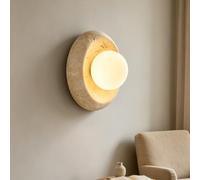 DOCJX Applique Murale Pierre Wabi Sabi Travertin Jaune Naturel Lampe Murale Style Japonais Minimaliste Lumière Chaude Éclairage Mural Douille G9 Chambre Salle Bain Couloir Café Hôtel(AF)