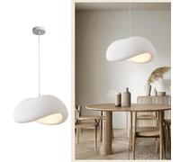 DOCJX Lampe À Suspension E27 Blanche Lustre À Abat-Jour En Wabi-sabi Réglable Lumières De Restaurant Créatif En Polystyrène Éclairage Suspendu Pour Salle À Manger Salon De Thé Salon Café Îlot De Cuisi