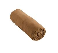 DOCK AVENUE Drap Housse Gaze de Coton 160 x 200 cm Gaia pour Matelas épais Coloris Marron Camel