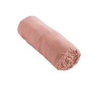 DOCK AVENUE Drap Housse Gaze de Coton 160 x 200 cm Gaia pour Matelas épais Coloris Rose Pêche