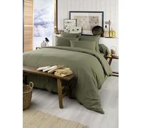 DOCK AVENUE Housse de Couette Flanelle 100% Coton 260 x 240 cm Candice Coloris Romarin