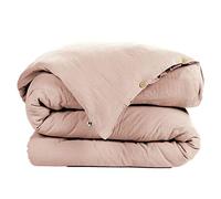 DOCK AVENUE Housse de Couette Gaze de Coton 200 x 200 cm Gaia Coloris Rose Guimauve