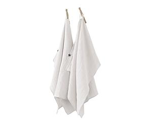 DOCK AVENUE Lot de 2 essuie-Mains Gaze de Coton 50 x 70 cm Gaia Coloris Blanc Chantilly