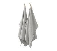 DOCK AVENUE Lot de 2 essuie-Mains Gaze de Coton 50 x 70 cm Gaia Coloris Gris Nuage