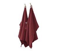 DOCK AVENUE Lot de 2 essuie-Mains Gaze de Coton 50 x 70 cm Gaia Coloris Rouge Lie de vin