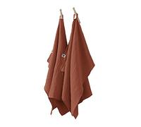 DOCK AVENUE Lot de 2 essuie-Mains Gaze de Coton 50 x 70 cm Gaia Coloris Rouge Terracotta