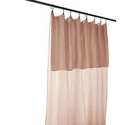 DOCK AVENUE Rideau uni Lydie Gaze de Coton Largeur 140 cm Longueur Ajustable Jusqu’à 300 cm + 8 Anneaux Pinces Coloris Guimauve
