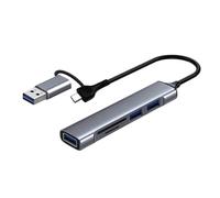 Dock d'extension USB 5 en 1 de type C avec lecteur de carte USB 3.0 pour ordinateur portable, PC, appareil photo, adaptateur de lecteur de caméra, station d'accueil USB C en aluminium avec lecteur de