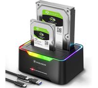Dock Disque Durs, USB3.0 Station d'accueil Disque Dur pour 2,5 et 3,5 Pouces SATA HDD/SSD Jusqu'à 40 to, Fonction clonage Hors Ligne Prend en Charge UASP Double Baie