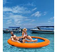 Dock Flottant Gonflable, hamac à Eau Gonflable, ∅245/185 cm, île Aquatique, Plate-Forme Flottante, bouée pour Piscine et lac