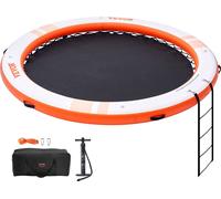 VEVOR Quai flottant gonflable, plate-forme de quai gonflable ø3,04 m piscine en maille ø2,43 m, tapis d'eau à plate-forme antidérapante avec sac portable et échelle amovible pour détente piscine plage