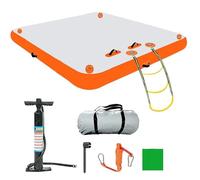 Dock gonflable flottant avec surface antidérapante et échelle amovible, pompe à air et sac de transport pour la natation et les activités aquatiques