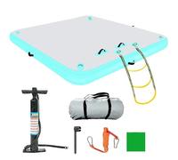 Dock gonflable flottant avec surface antidérapante et échelle amovible, pompe à air et sac de transport pour la natation et les activités aquatiques