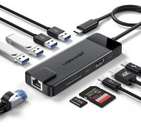 Dock Station d'accueil Hub 10-en-1 Adaptateur vers HDMI 4K, 2 USB 3.0, Ethernet Gigabit, PD 100W, SD/TF, USB C Data, 2 USB 2.0,pour Macbook,iPad,Windows,Switch,PC,Téléphone Mobile,etc