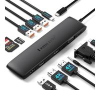 Dock Station d'accueil USB C 10Gbps,Adaptateur USB-C 12-en-1 vers Double HDMI 4K,VGA,3*USB 3.1,1*USB 2.0,1*USB-C 3.1,PD 100W,SD/TF,AUX 3,5 mm pour MacBook/HP/Dell/Lenovo/Acer et Plus.[M115]