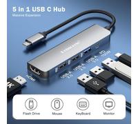 Dock Station D'Accueil Usb C, Adaptateur Hub Usb-C 5-En-1 Vers Hdmi 4K, Usb 3.0, 2 Usb 2.0, 100W Pd, Pour Macbook/Hp/Dell/Lenovo/Acer Et Plus[Z3450]