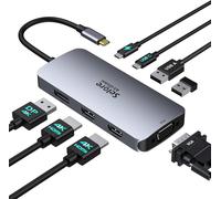 Dock Usb C Docking Station Usb C Double Moniteur, 8 En 1 Hub Usb C Dual Hdmi Et Displayport/Vga, Pd 100W, Usb C 2.0, 2*Usb 2.0, Stations D'Accueil Usb C Multiport Pour Macbook Dell Lenovo Microsoft