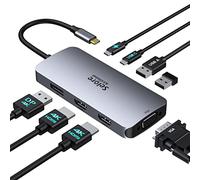 Dock USB C Docking Station USB C Double Moniteur, 8 en 1 HUB USB C Dual HDMI et DisplayPort/VGA, PD 100W, USB C 2.0, 2*USB 2.0, Stations d'accueil USB C Multiport pour MacBook Dell Lenovo Microsoft