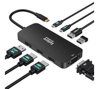 Dock USB C Docking Station USB C Double Moniteur, 8 en 1 HUB USB C Dual HDMI et DisplayPort/VGA, PD 100W, USB C 2.0, 2*USB 2.0, Stations d'accueil USB C Multiport pour MacBook Dell Lenovo Microsoft