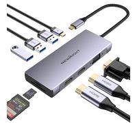 Dock USB C,Double Hdmi 9 en 1,VGA,Compatible MacBook/Dell/HP | Station d'Accueil Usb c,4K@30Hz,PD 100W,SD/TF,USB 3.0