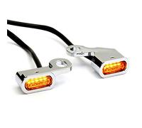Dock66 Motorcycle Parts Kit de mini clignotants à LED pour Harley Softail 96-14, Dyna 96-17, Sportster 96-13, chrome, ECE