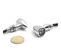 Dock66 Motorcycle Parts Micro Bullet LED 3 en 1 - Clignotant arrière - Feu stop - Chromé - Certifié E - Conforme au TÜV - Petites LED SMD super lumineuses