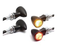Dock66 Motorcycle Parts Micro Bullet Lot de 4 clignotants LED avant et arrière Noir ECE