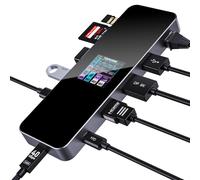 Dockcase Smart USB-C Hub 10-en-1, Double écran 4K@60Hz, PD 3.0 100W, Ethernet RJ45, 2 USB 3.2, 2 USB 2.0, UHS-II TF/SD, Station d'accueil USB C pour MacBook Pro/Air, Dell XPS, Gris