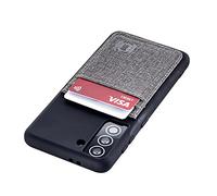 Dockem Coque Portefeuille pour Galaxy S21 FE: Plaque Métallique Invisible Intégrée pour Montage Magnétique avec 2 Fentes pour Cartes en Cuir Synthétique de Style Toile (6.4" Luxe M2T)