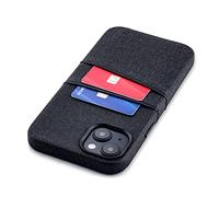 Dockem Étui pour Cartes pour iPhone 14 Plus avec Plaque Métallique Intégrée pour Montage Magnétique & 2 Poches: Luxe M2 Étui Portefeuille en Cuir Synthétique Style Toile (iPhone 14 Plus, Noir)