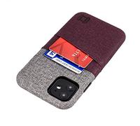 Dockem Luxe M2 Étui Portefeuille pour iPhone 11 (6.1) : Porte-Cartes Slim avec Plaque Métallique Intégrée pour Montage Magnétique ; Série M [Bordeaux et Gris]