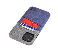 Dockem Luxe M2 Étui Portefeuille pour iPhone 11 (6.1) : Porte-Cartes Slim avec Plaque Métallique Intégrée pour Montage Magnétique ; Série M [Bleu et Gris]