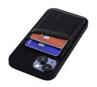 Dockem Porte-Cartes pour iPhone 15 avec Coque en TPU Recyclé et 2 Fentes pour Cartes Cousues, Portefeuille en Cuir Synthétique Recyclé (N2R, Noir)