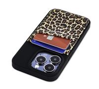 Dockem Porte-Cartes pour iPhone 15 Pro avec Coque en TPU Recyclé et 2 Fentes pour Cartes Cousues, Étui en Cuir Synthétique Recyclé (N2R, Léopard/Guépard)