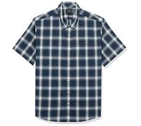 Dockers Chemise classique à manches courtes pour homme Confort Flex (standard et grande taille), Bleu cendre bleu marine - Hunley Plaid, Taille L