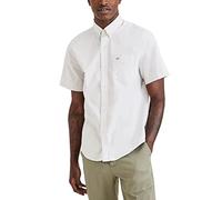 Dockers Classic Fit Short Sleeve Signature Comfort Flex Shirt (Standard and Big & Tall) Chemise à Bouton Bas, Gris métallisé, Taille L Homme