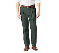 Dockers Men's Classic Fit Signature Khaki Lux Cotton Stretch Pants-Pleated D3, Olive Grove, 40W x 32L
