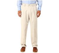 Dockers Men's Relaxed Fit Comfort Khaki Cuffed Pants-Pleated D4, Porcelain Khaki (Stretch), 32W x 30L