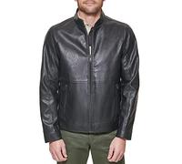 DOCKERS Men's The Dylan Faux Leather Racer Jacket, Black, Medium