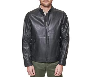 DOCKERS Men's The Dylan Faux Leather Racer Jacket, Black, Medium
