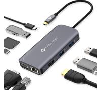 Docking Staion Usb C Hub 9-En-1,Adaptateur Usb C Vers Hdmi 4K X2,Vga,Gigabit Ethernet,Usb 3.0 X3,Sd/Tf Port,Pd 3.0 100W,Station D'Accueil Pour Macbook Pro/Air M1 M2